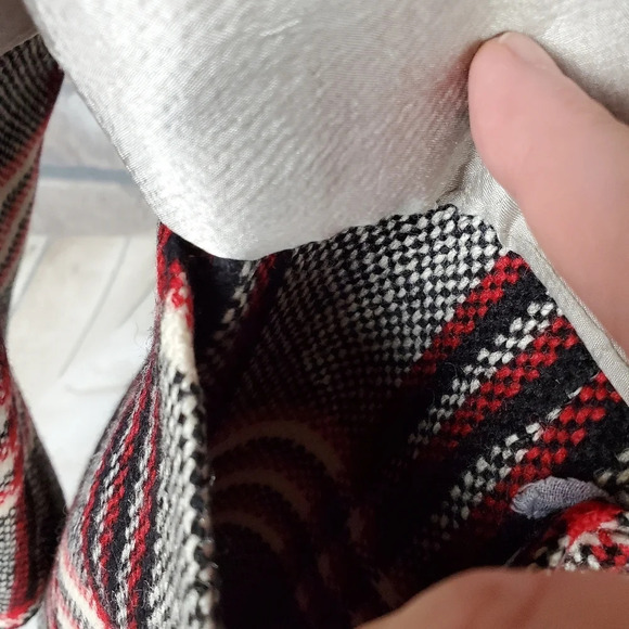 Vintage Men's Wool Blazer Red Black White Plaid 43 Regular Oversized - Picture 8 of 16